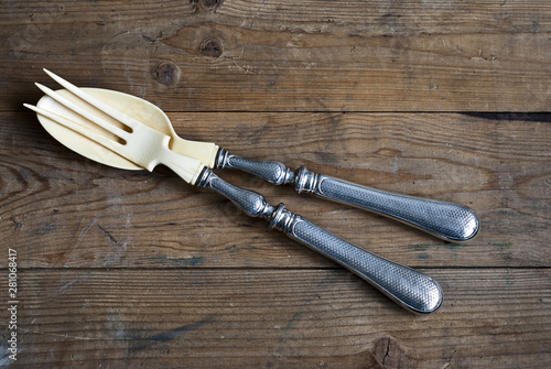 Vintage Dining Cutlery On Wood