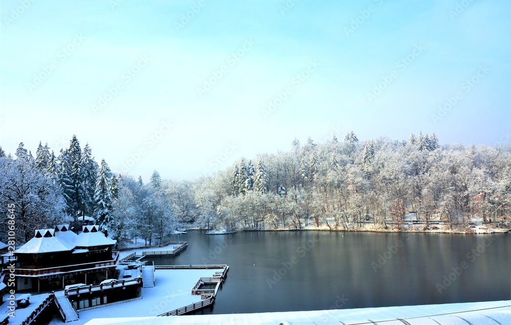 Ursu lake in Sovata resort  in winter
