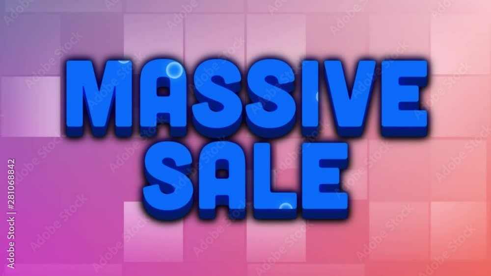 Massive sale graphic and colourful swirls on pink squares Massive sale graphic and colourful swirls on pink squares