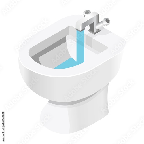 Bidet bathroom furniture with tab isolated ceramic object