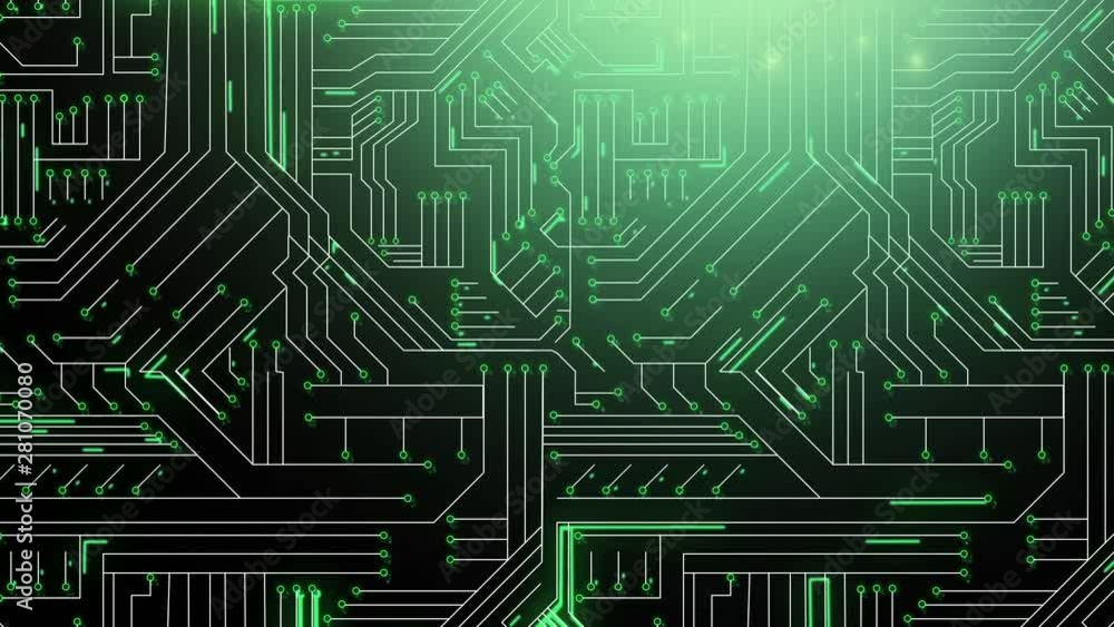 Green glowing circuit board Green glowing circuit board