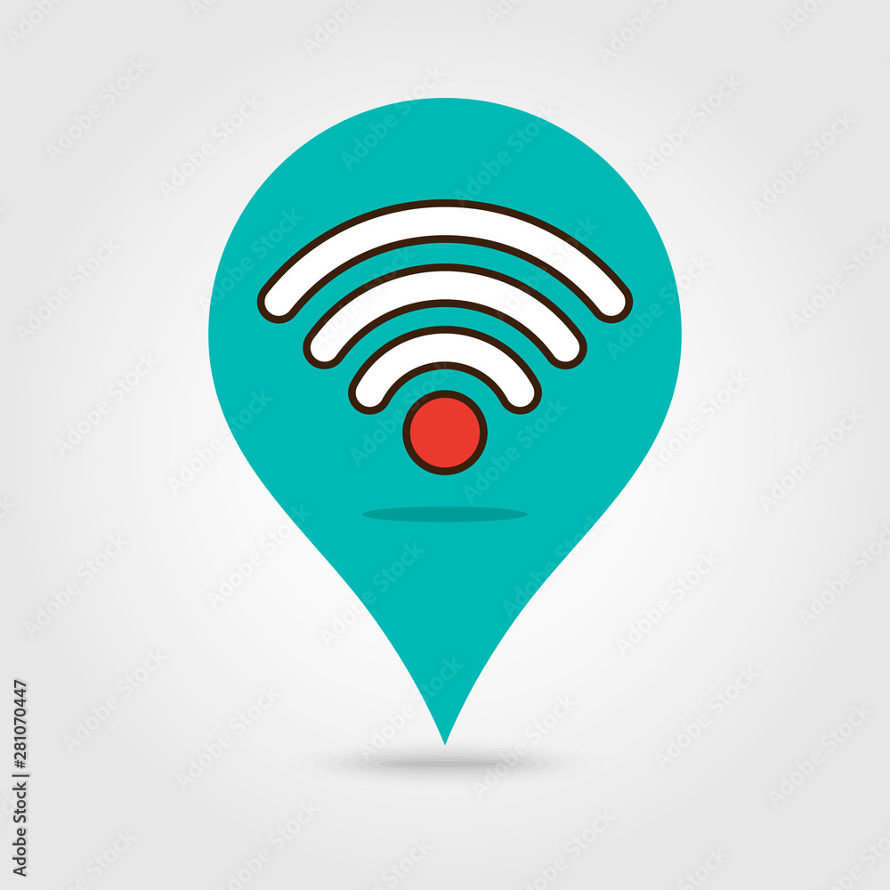 Map marker with Wifi signal icon map pin Map marker with Wifi signal icon map pin