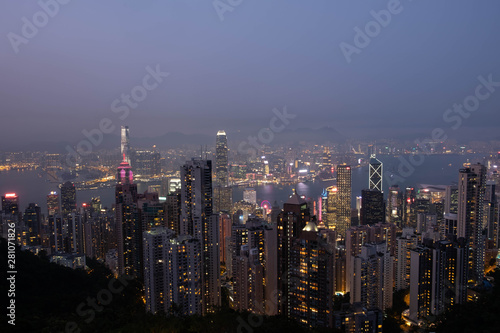 Wallpaper Mural Hong Kong, Apirl 17, 2019, View of the city and the bay at Victoria Peak, Hong Kong. Torontodigital.ca
