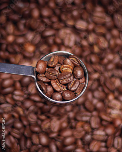 Scoop of coffee beans