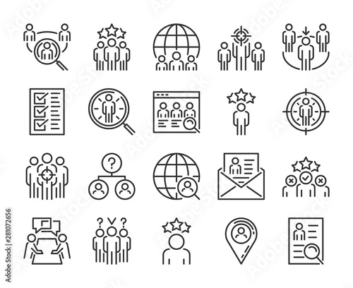 Executive Search icon. Head Hunting line icons set. Editable Stroke. Pixel Perfect.