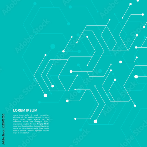 Abstract hexagon connect pattern on green background