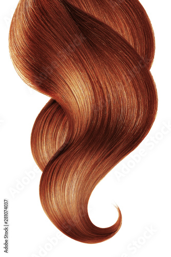 Henna hair isolated on white background. Long ponytail.