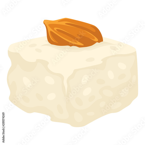 Almond dessert Turkish delight cube with nut isolated dish