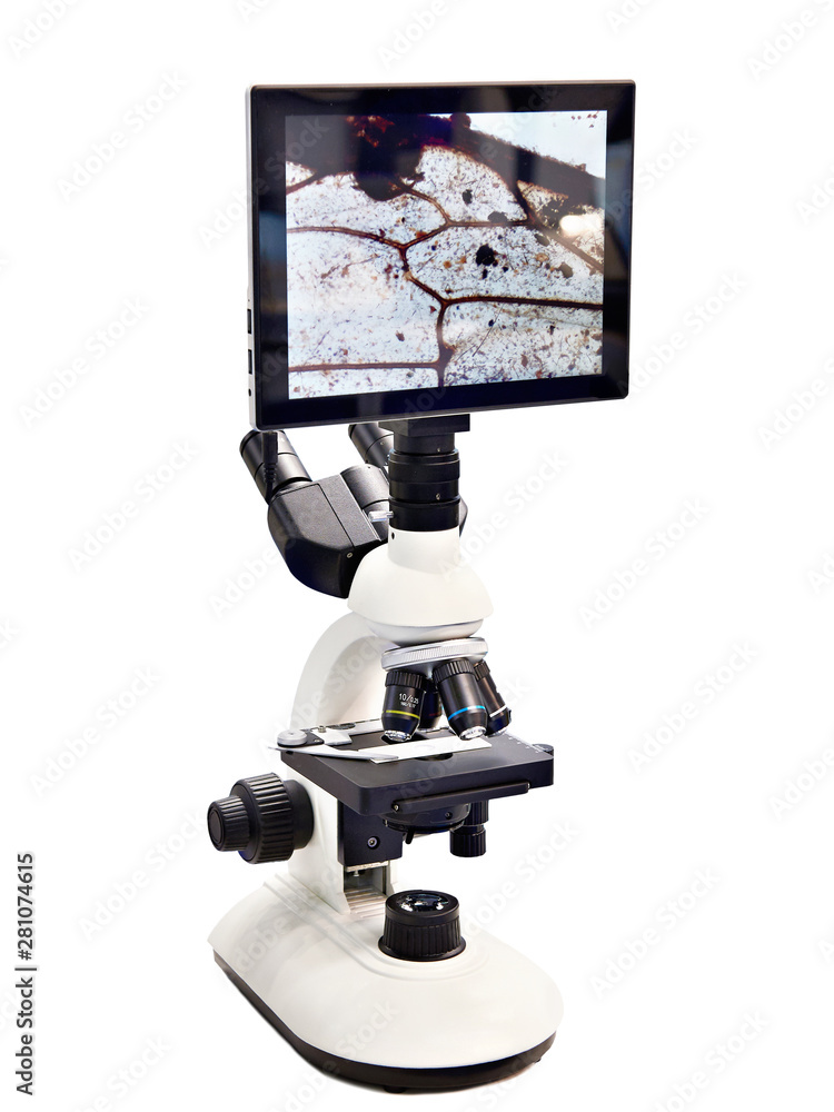 Digital stereo microscope with monitor isolated white