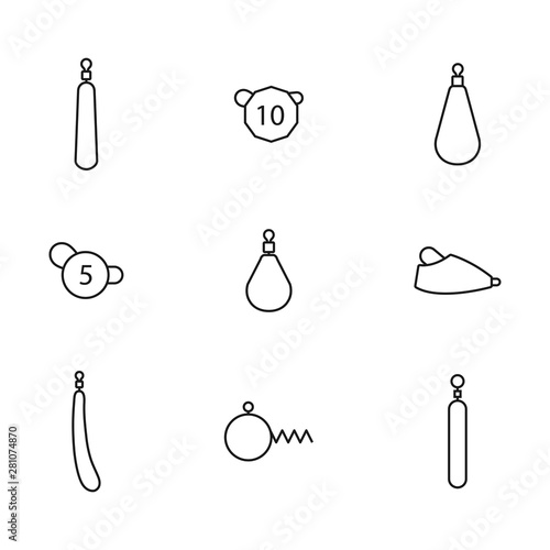 Set of different fishing sinkers, vector illustration.