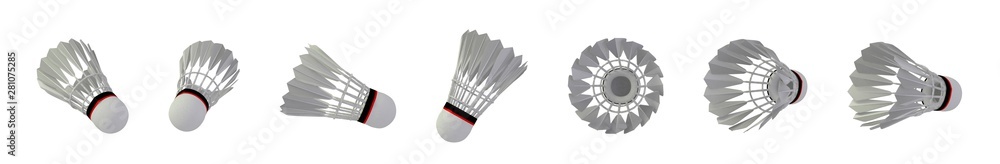 Badminton Shuttlecock Various Positions Badminton Shuttlecock Various Positions