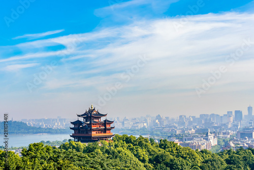 High-angle scenery of Wushan Chenghuang Temple, Hangzhou, Zhejiang, China photo