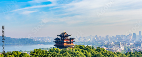 Canvas Print High-angle scenery of Wushan Chenghuang Temple, Hangzhou, Zhejiang, China