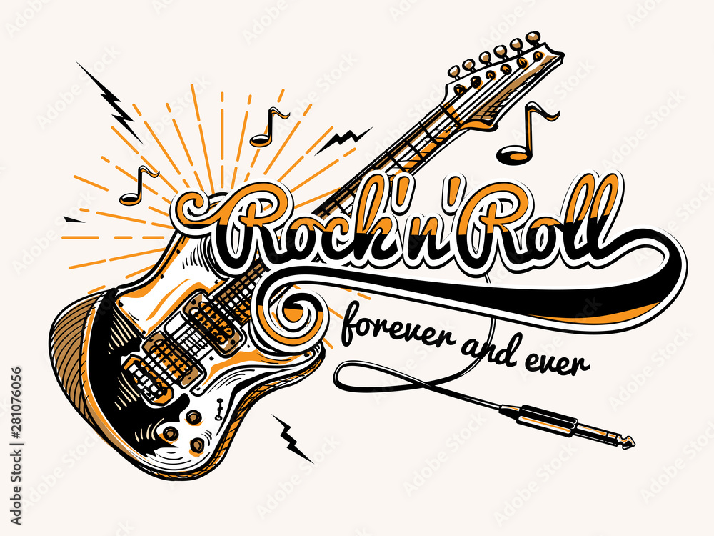 Fototapeta Rock and roll guitar music design