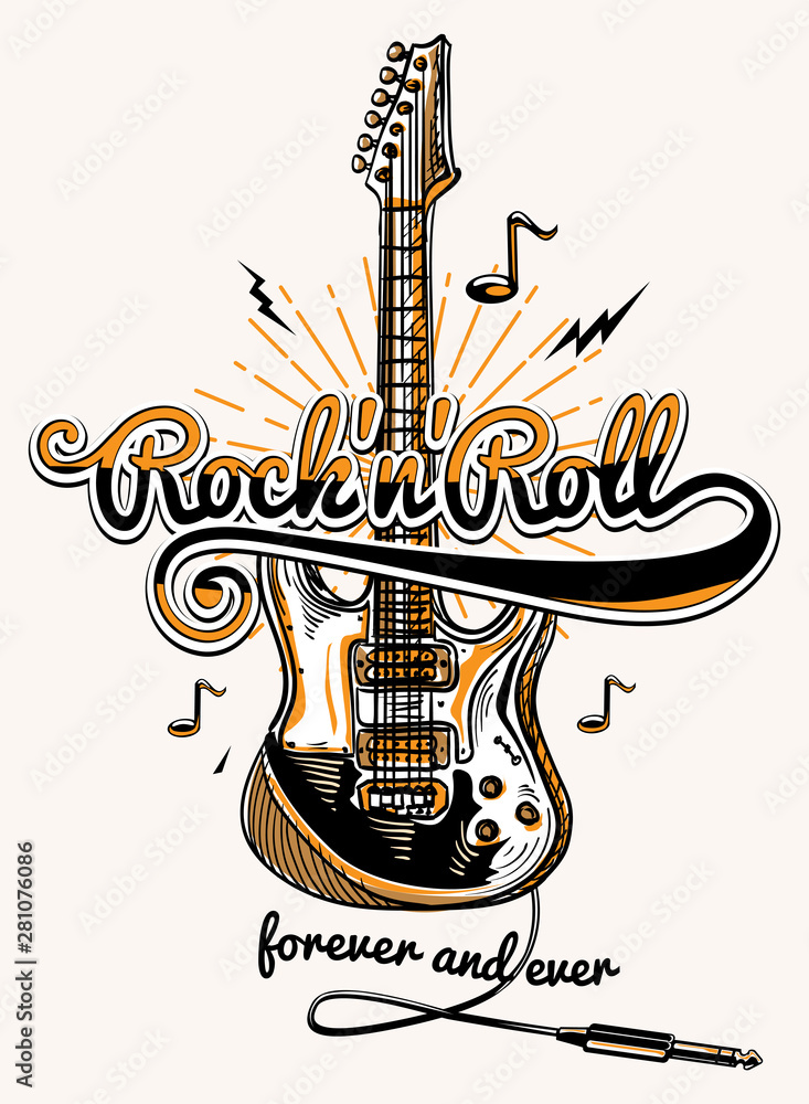 Photographie Rock and roll guitar music design - Acheter-le sur  Europosters.fr