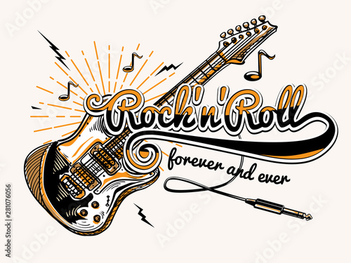 Rock and roll guitar music design