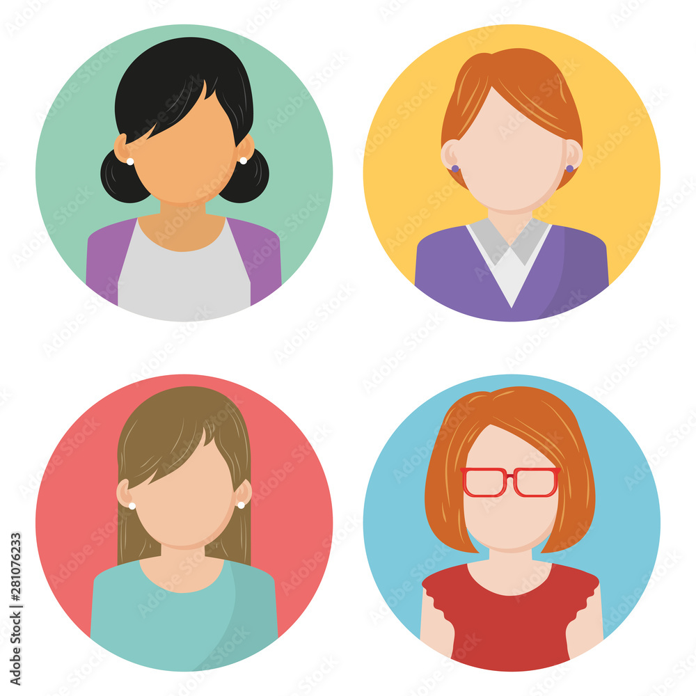 Set of people faceless characters icons Set of people faceless characters icons