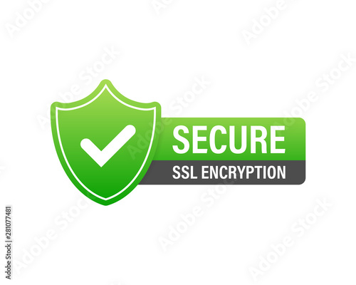 Secure connection icon vector illustration isolated on white background, flat style secured ssl shield symbols, protected safe data encryption technology, https certificate privacy sign photo