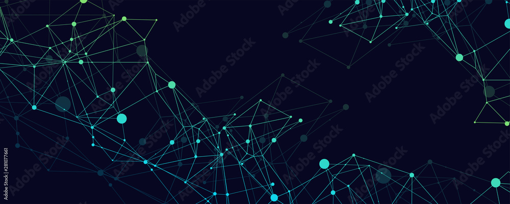 Abstract polygonal vector background with connecting dots and lines. Digital data visualization.