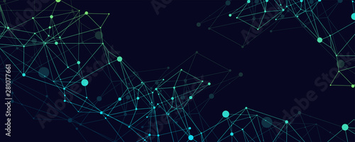 Abstract polygonal vector background with connecting dots and lines. Digital data visualization. photo