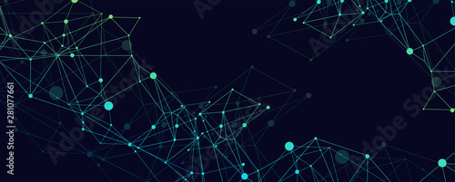 Abstract polygonal vector background with connecting dots and lines. Digital data visualization.