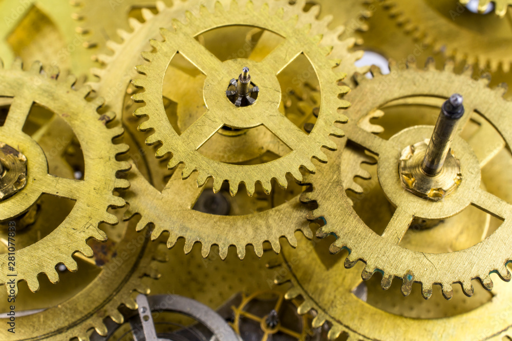 Cog-wheels of the old broken clock close up. Cog-wheels of the old broken clock close up.