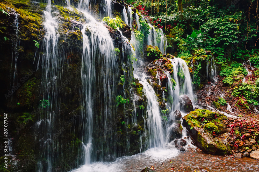 Cascade waterfall in tropical forest. Cascade waterfall in tropical forest.