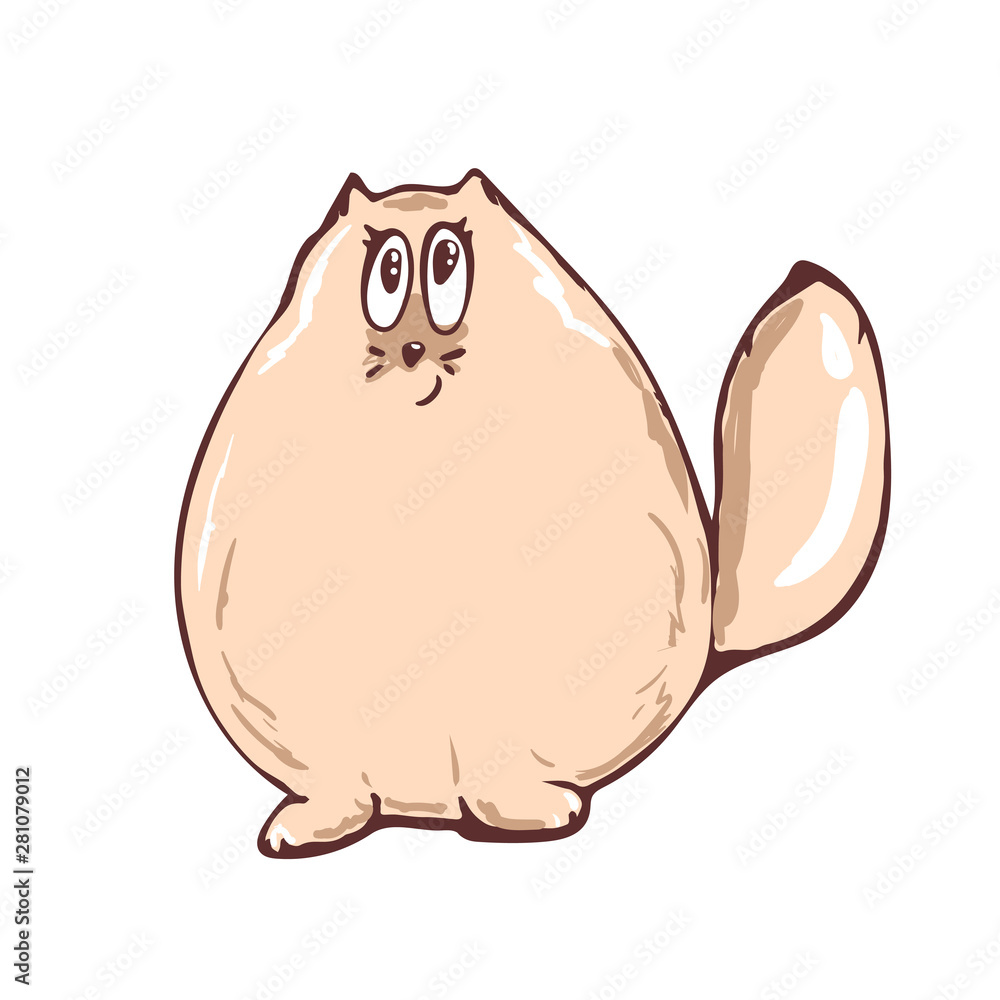 Vector cartoon sketch funny cat illustration with cute. Perfect for postcard, Valentine's day, anniversary, birthday. isolated on white background Vector cartoon sketch funny cat illustration with cute. Perfect for postcard, Valentine's day, anniversary, birthday. isolated on white background