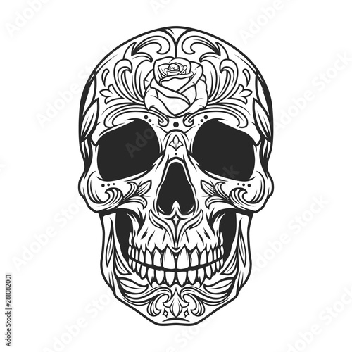 Vintage monochrome sugar skull