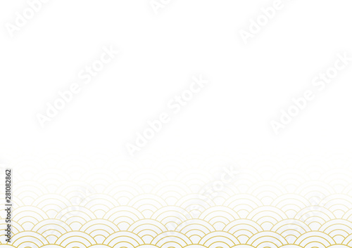 vector of gold japanese wave pattern with black gradient as a blank copy space