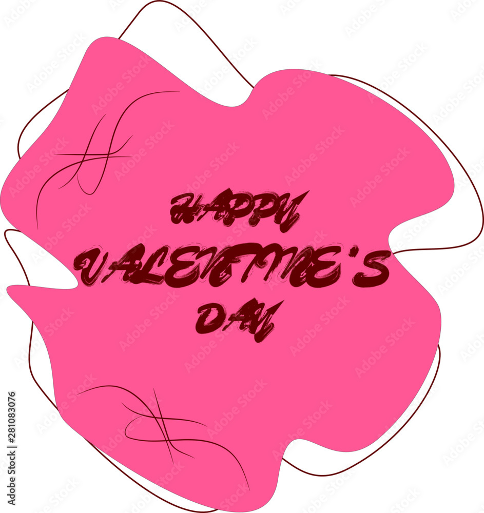 Happy Valentine's Day logo. 14 February. Day of love. Design on pink background. Vector illustration.
