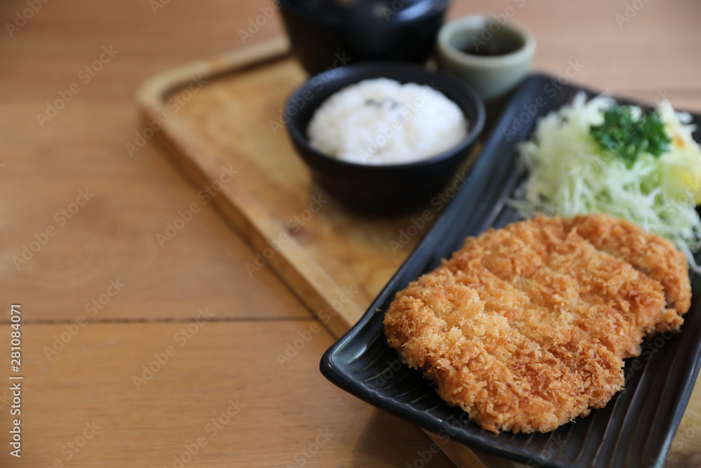 Japanese deep fried pork cutlet with rice , Japanese food Japanese deep fried pork cutlet with rice , Japanese food