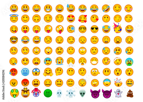 Vector all emojis set. Funny network emoticon set