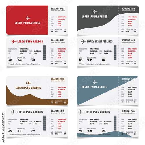 Boarding pass isolated template on white background