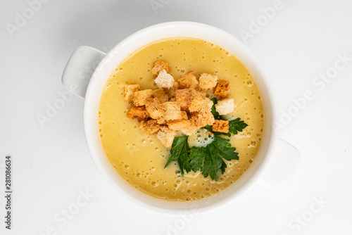 vegetable cream soup with croutons