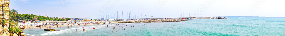 Beach and urbanization of Roc de San Gaieta, Tarragona, Catalunya, Spain, Europe Beach and urbanization of Roc de San Gaieta, Tarragona, Catalunya, Spain, Europe