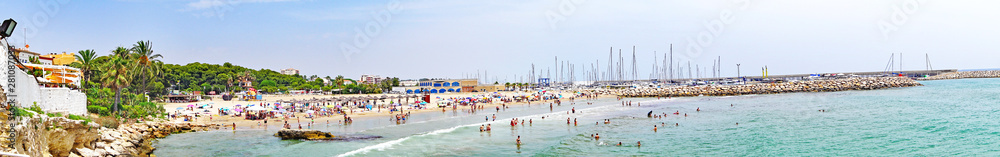 Fototapeta premium Beach and urbanization of Roc de San Gaieta, Tarragona, Catalunya, Spain, Europe