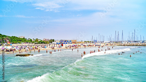 Beach and urbanization of Roc de San Gaieta, Tarragona, Catalunya, Spain, Europe