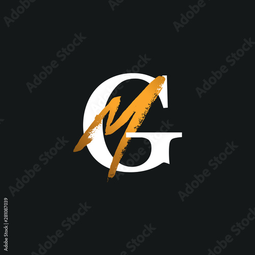 Gold accent monogram, MG, GM, M and G logo icon