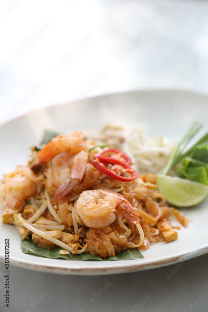 Thai food padthai fried noodle with shrimp , local food Thai food padthai fried noodle with shrimp , local food