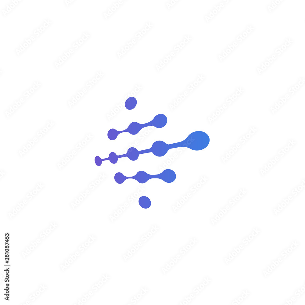 Connected molecule dot logo icon vector