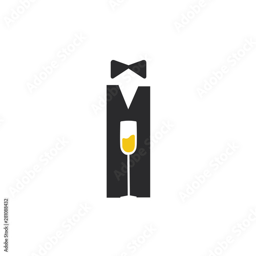 bartender with glass of wine negative space logo icon