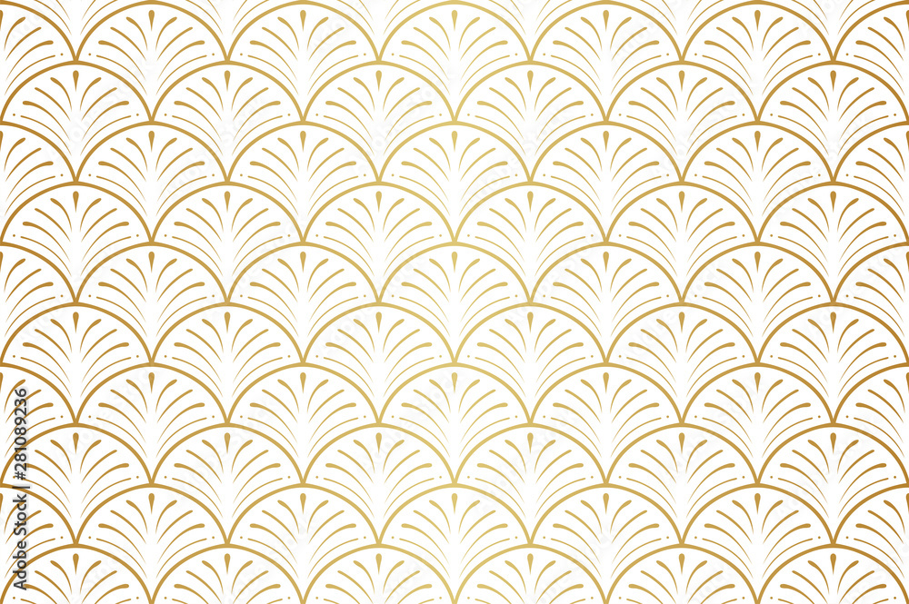 Elegant art nouveau seamless pattern. Abstract minimalist background.  Geometric art deco texture. Stock Vector