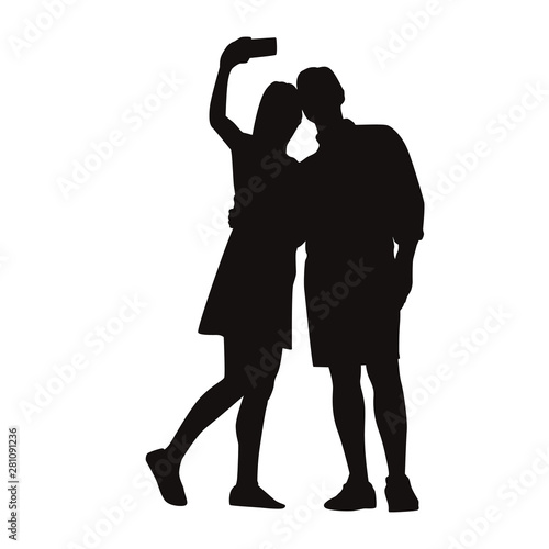 Couple Taking Selfie Silhouettes