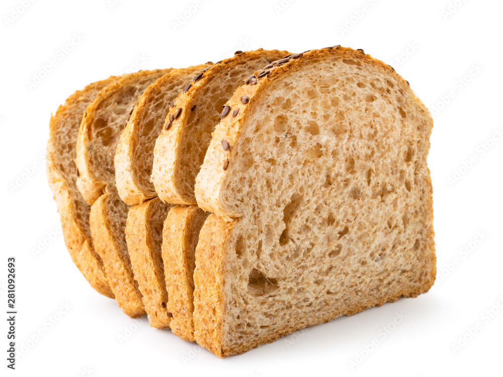 Sliced bread closeup on a white. Isolated.