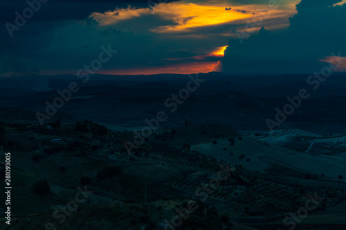 Sunset in the Clouds  Mazzarino  Caltanissetta  Sicily  Italy  Europe