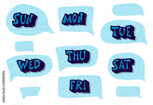 Set of days of the week. Vector lettering.