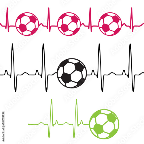 Different pulse tracks with soccer balls silhouettes