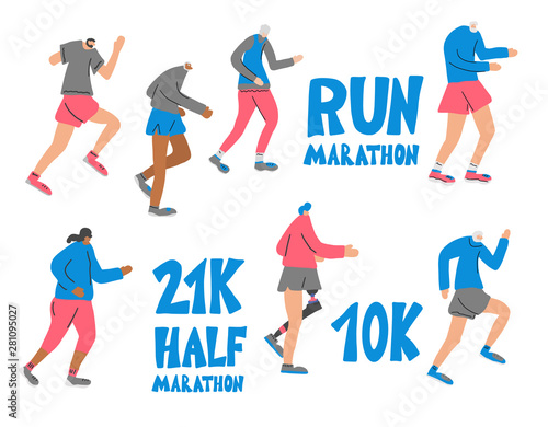 Runners group Different persons Vector flat design