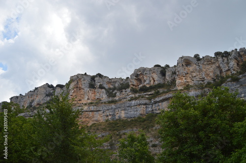 Set of Natural Calcareous Structures that are part of a karst complex of the Ebro River Canyon passing through Orbaneja del Castillo. August 28, 2013. Orbaneja Del Castillo, Burgos, Spain